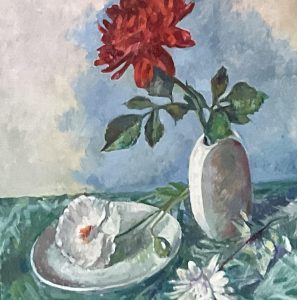 Neville Crowson WOA: Red flower oil 43x53cm framed £175