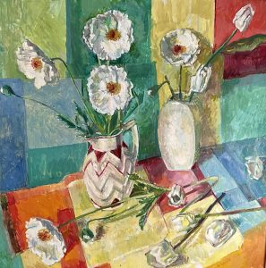 Neville Crowson WOA: White poppies oil 67x64cm framed £200