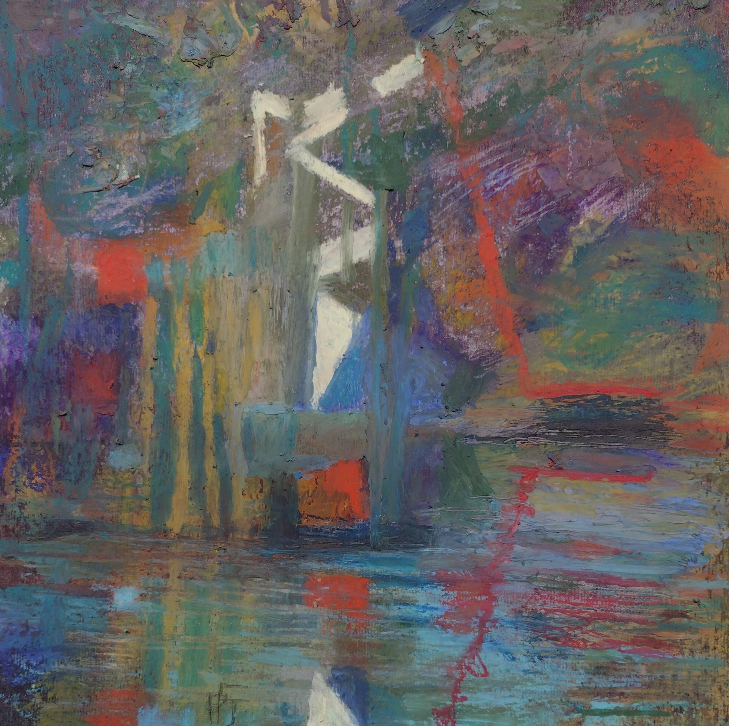 Penelope Fulljames OAS: Winter Willow by the Pond. Pastel
