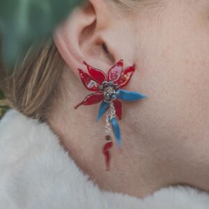 Dominika Jankowska: Red and blue floral earrings