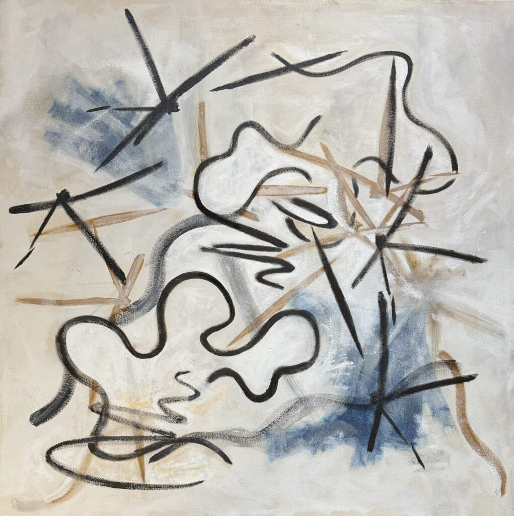 Abstract painting, acrylic on canvas, title 'Response', by Guy Barkley-Smith