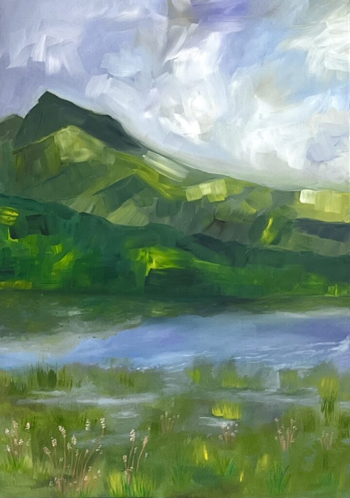 Lake Bala, Snowdonia, Oil on wooden canvas board