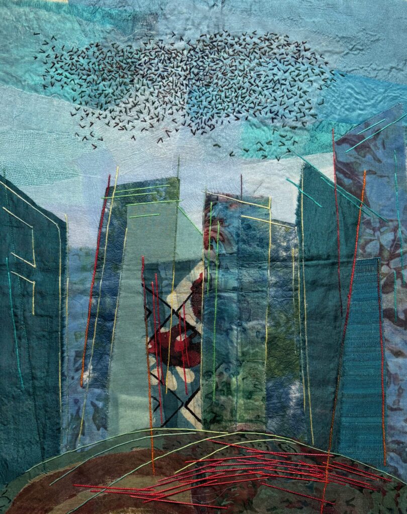 Hand stitched textiles using layers of thin fabrics