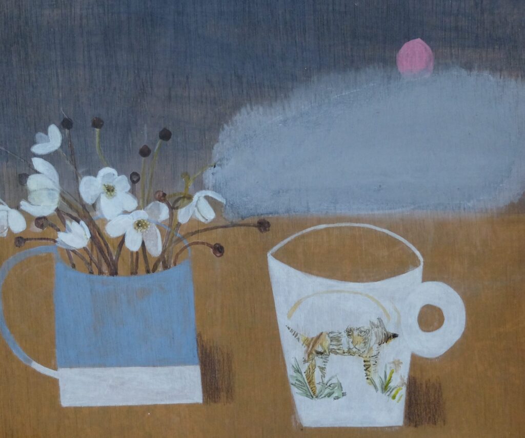 contemporary still life, acrylic on board