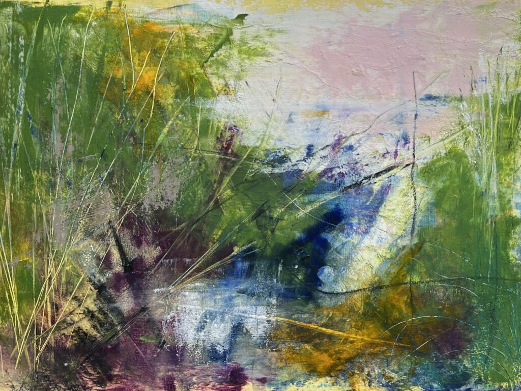 Hidden pool, landscape in oil and cold wax