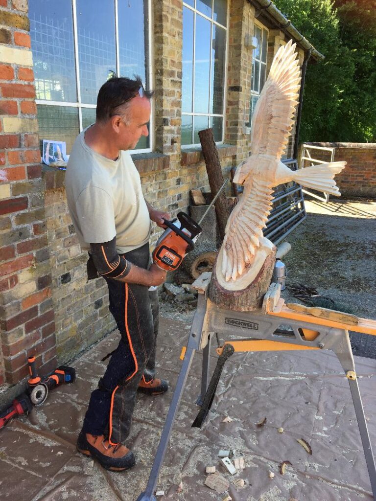 Andrew Binnie carving a Red Kite