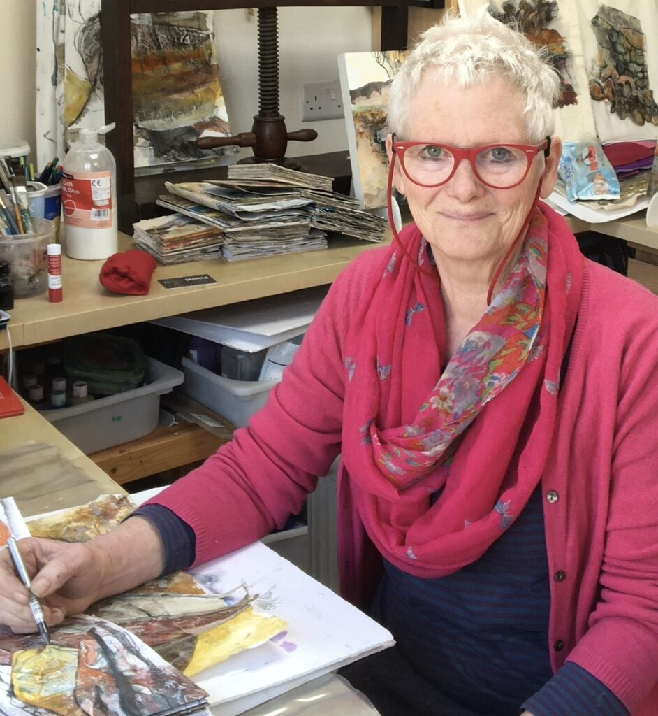 Polly in her garden studio