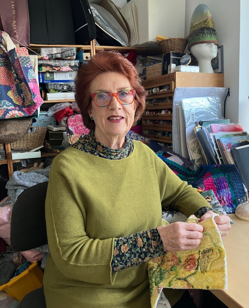 Hand stitching in my studio