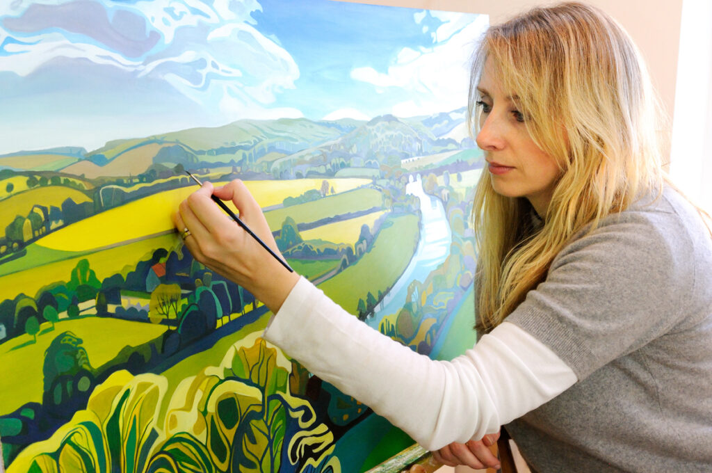 Anna painting in her studio in Aston Tirrold