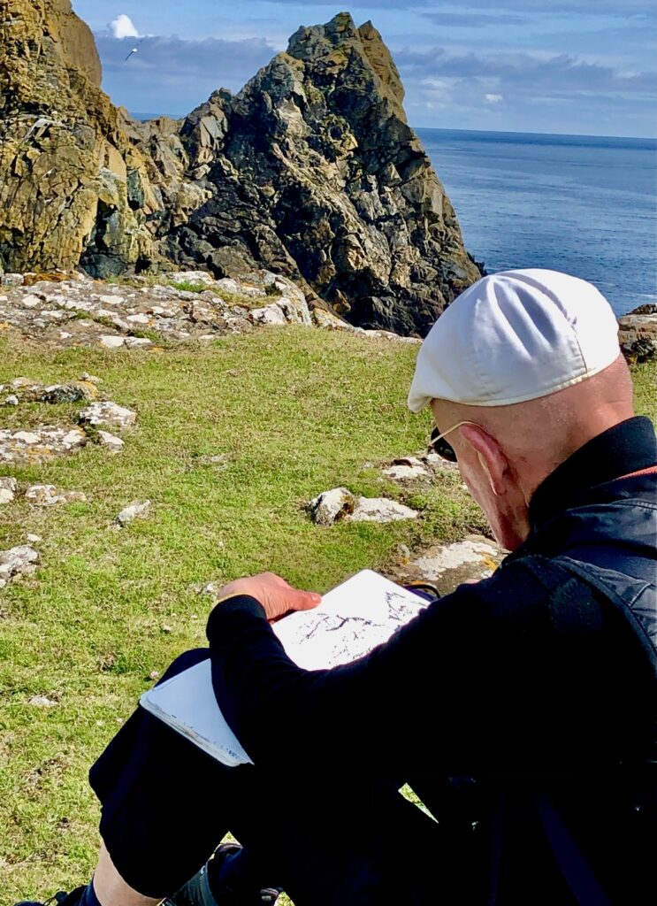 Sketching on Haroldswick, Shetland