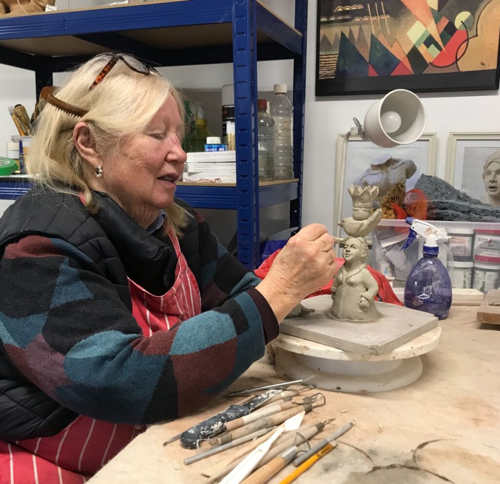 Louise Allison in the Iron Down Sculpture Studio