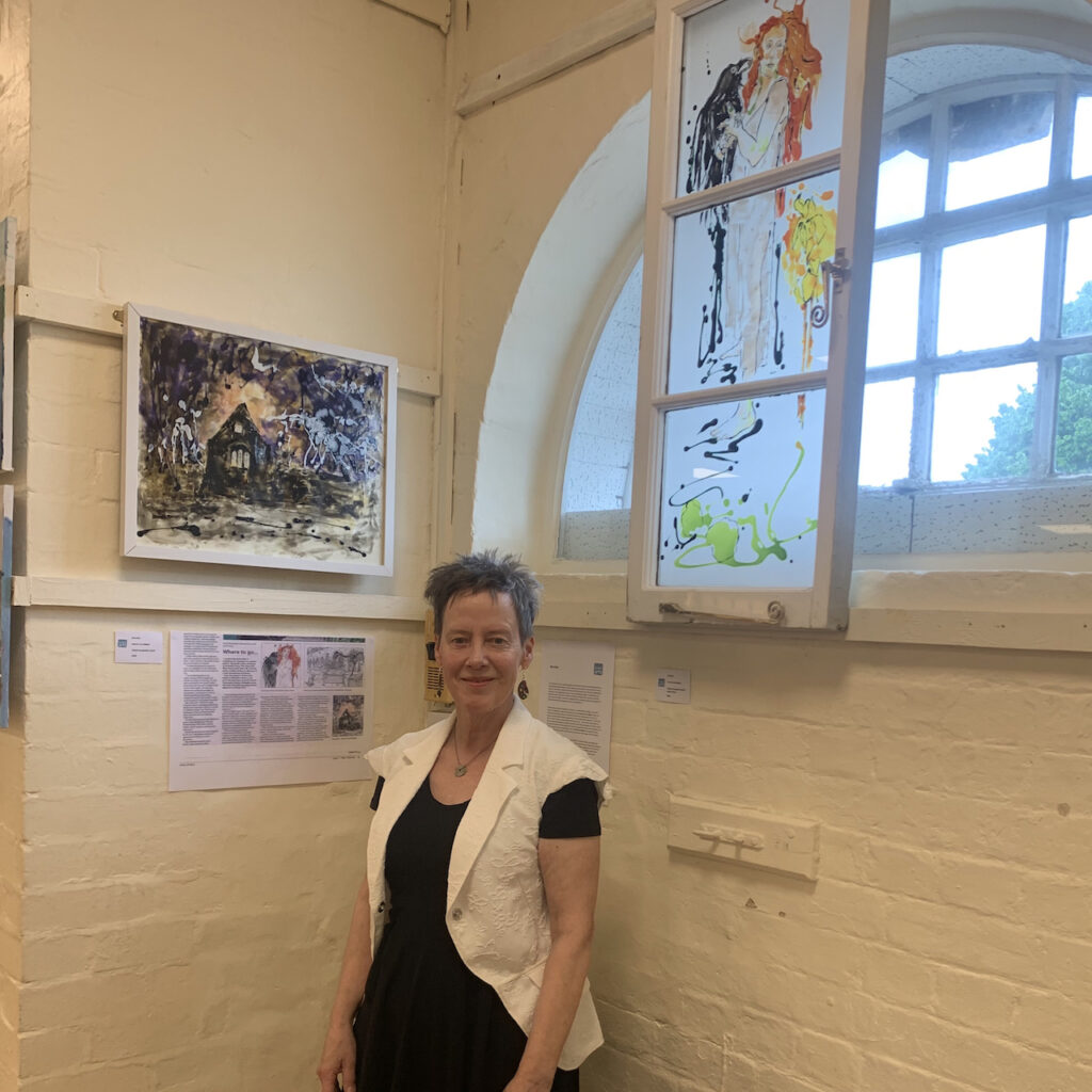 Sue Eves and her window paintings at South Oxford Arts 2025