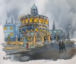 Bruce Bignold OAS: 'The Sheldonian, Broad Street on a Winter's Evening.'