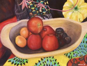 Nicola Bingham: “Autumn Fruits” £195 framed box canvas