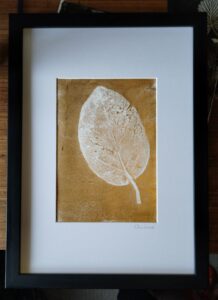 Susanne Heinrich WOA: Quince leaf, monotype on gelplate