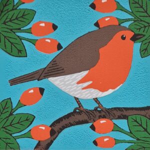Esther Rolls: Robin Original Lino Print by Esther Rolls