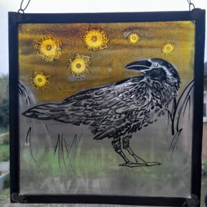 Costas Peratopoullos: crow with silver stain background