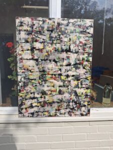 Zoe Evelyn: A photograph of my mixed media painting 'Kinesis' (80cmx60cm)
