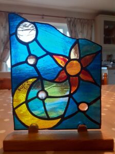Sharon Rich WOA: "Celestial" Stained-glass, copper-foiled panel.