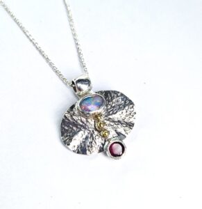 Chloe Romanos OCG: 'Mycenae' Necklace by Chloe Romanos, silver, opal, tourmaline