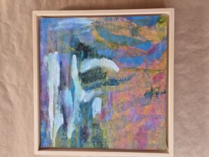 Victoria Kearney: Oxford abstract colourist artist - finished framed painting on raw unprimed canvas.