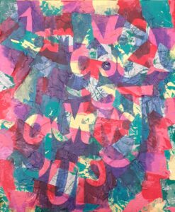 Mary Vincent SOA: I am no good at giving up. Collage and acrylic. 13.5x 11.5 inches framed. £60