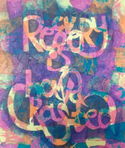 Mary Vincent SOA: Recovery is hand crafted. Collage and acrylic. 13.5x11.5 inches framed £60