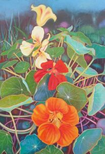 Julie Sailing-Free: Nasturtium - Oil on board