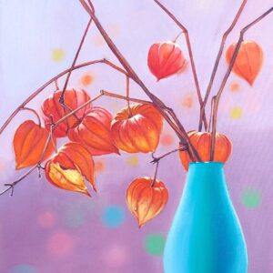 Julie Sailing-Free: Chinese Lanterns - Oil on board