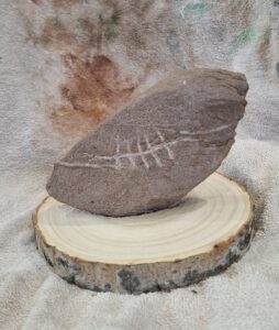 Frieda van de Poll: Sacred/Scarred stone, carved stone on wood