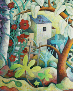 Suzanne O'Driscoll: Leafy Canopy, oil on canvas, 61x77cm