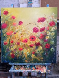 Emma Sian Pritchard: 'Secret Garden' £675 Acrylic painting on canvas, unframed. 30" x 30" ( 76.2cm x 76.2cm) varnished.