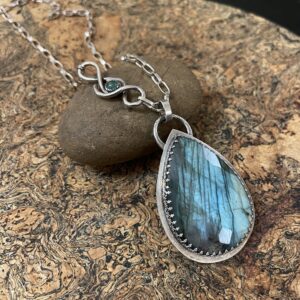 Cordelia Rampley: Huge labradorite pendant in sterling silver with handmade clasp