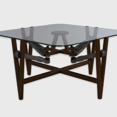 Suspension Coffee table - Featuring Sapele wood, toughened glass and Porsche 911 suspension components