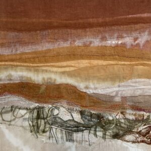 Polly Woolstone: Stone wall - Winter Walk - textile panel - 420x420 framed - £250