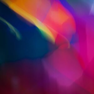 Etain O'Carroll: An abstract image in deep blue, yellow, orange and pink