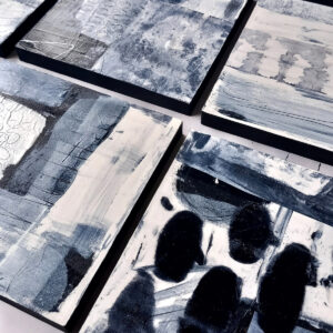 Linda Whaley: Acrylic and Collage on Wooden Cradled Board 20 x 20cm