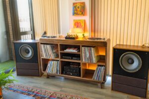 Theo Silkstone: A bespoke record player stand made by Theo Silkstone in solid walnut