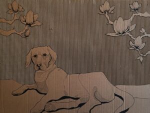Aneta Pochatko: Life Worth Living - Ink on peeled cardboard