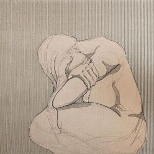 Aneta Pochatko: Tired of Myself - Ink on peeled cardboard