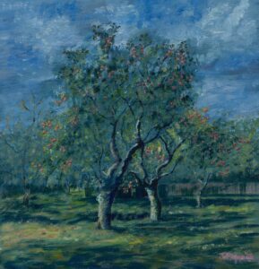 Jane Pimm SOA: Apple Trees - oil on canvas