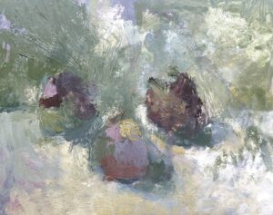 Jacqueline Abel: Apples I - Oil on board -  25 x 20 cm