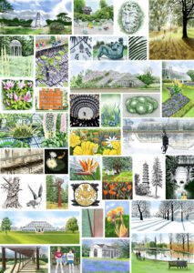 Jane Peart OAS, OPC: 'Aspects of Kew' digital drawing. A compilation of drawings from Kew Gardens