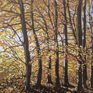 Alexandra Buckle: Autumn Glow linocut by Alexandra Buckle