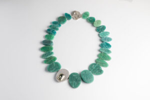 Emily Fermor: Amazonite bead necklace with hollow silver bead to match set with Prasiolite