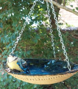Alison Holmans: Bluetit stoneware birdbath