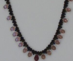 Laura Hounam WOA: Necklace - bead weaving with glass drops and seed beads