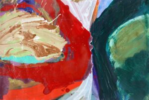 Belinda Ellis: Belinda Ellis 'Red/Green Frontier' 2016, acrylic on paper, 68 x 85cm (Framed)