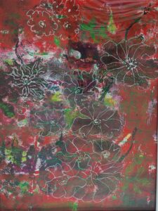 Gillian Skyte: Blooms Galore    Mixed media    30cmx40cm framed    £40