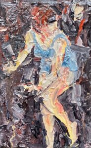 Howard Aspden: Blue Dancer. Oil on wood